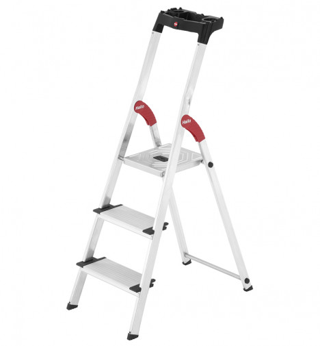 Escabeau sécurisé pliable en aluminium 3 marches extra larges Hailo ProfiStep XXL